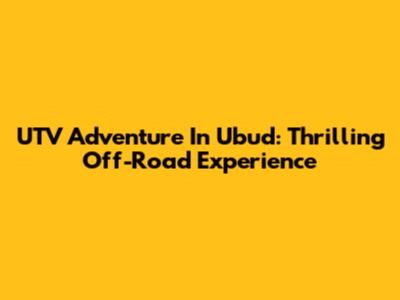 UTV Adventure In Ubud: Thrilling Off-Road Experience