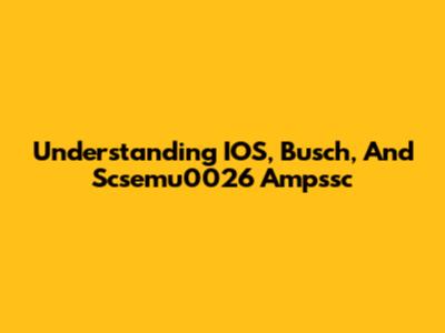 Understanding IOS, Busch, And Scsemu0026 Ampssc