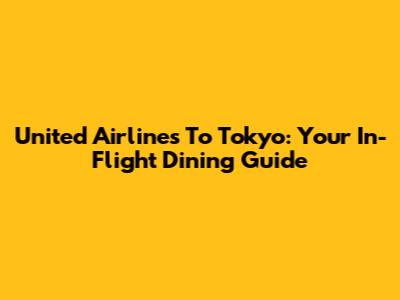 United Airlines To Tokyo: Your In-Flight Dining Guide
