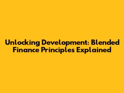 Unlocking Development: Blended Finance Principles Explained