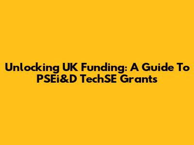 Unlocking UK Funding: A Guide To PSEi&D TechSE Grants