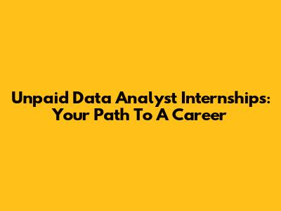 Unpaid Data Analyst Internships: Your Path To A Career