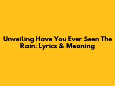 Unveiling 'Have You Ever Seen The Rain': Lyrics & Meaning