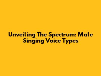 Unveiling The Spectrum: Male Singing Voice Types