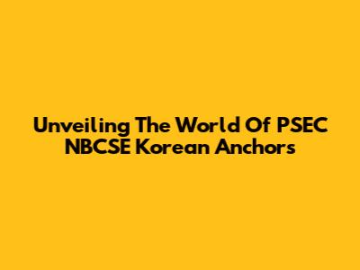 Unveiling The World Of PSEC NBCSE Korean Anchors