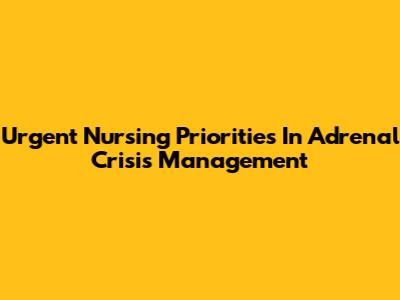 Urgent Nursing Priorities In Adrenal Crisis Management
