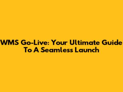 WMS Go-Live: Your Ultimate Guide To A Seamless Launch