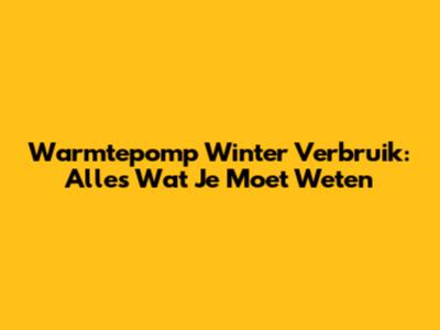 Warmtepomp Winter Verbruik: Alles Wat Je Moet Weten