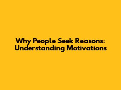 Why People Seek Reasons: Understanding Motivations