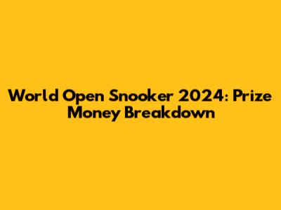 World Open Snooker 2024: Prize Money Breakdown