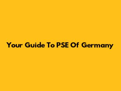 Your Guide To PSE Of Germany