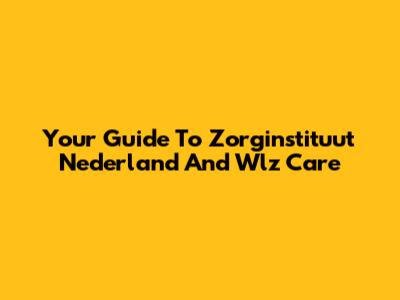 Your Guide To Zorginstituut Nederland And Wlz Care