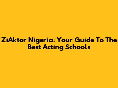 ZiAktor Nigeria: Your Guide To The Best Acting Schools